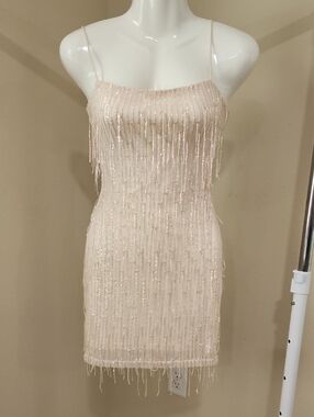 Windsor Strapless Sequin Dress in Cream